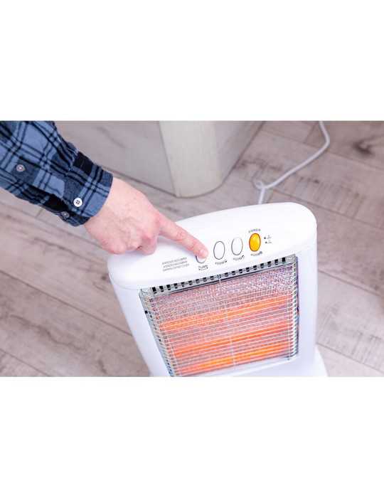 Estufa de Cuarzo Oscilante 400 / 800 / 1200 W Modelo Económico Anti-Vuelco, 33 x 23 x 48 cm EDM
