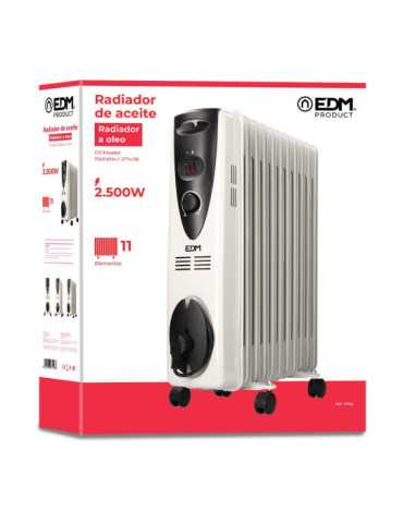 Radiador de Aceite 2500 W con 11 Elementos, 53,5 x 16,5 x 73 cm EDM 2