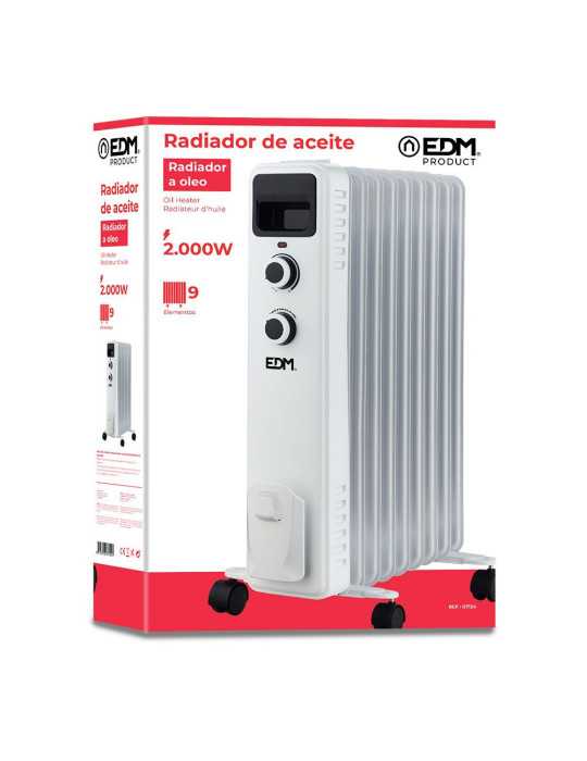 Radiador de Aceite 2000 W con 9 Elementos, 41 x 25 x 60 cm EDM