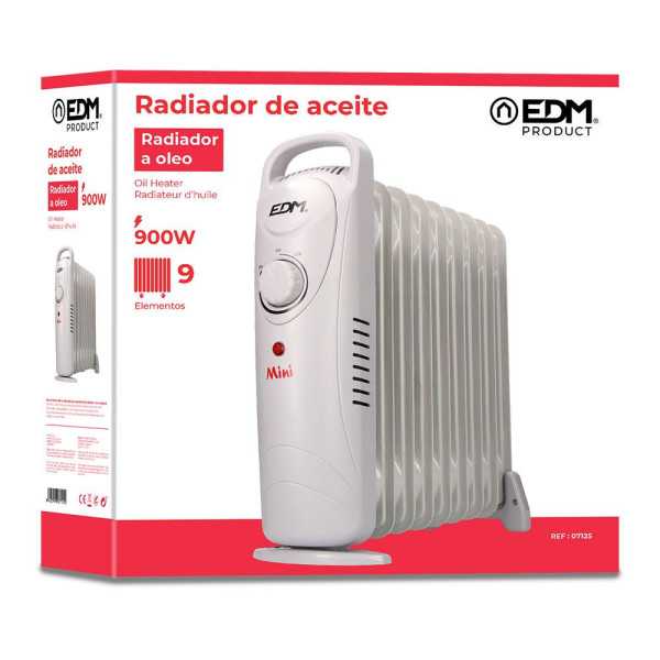 Radiador de Aceite 900 W con 9 Elementos Modelo Junior, 39 x 10 x 37 cm EDM