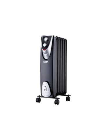 Radiador sin Aceite 400 / 600 / 1000 W con 6 Elementos, Modelo Black Edition, 37 x 24 x 64 cm EDM