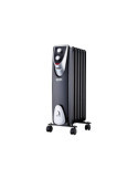 Radiador sin Aceite 400 / 600 / 1000 W con 6 Elementos, Modelo Black Edition, 37 x 24 x 64 cm EDM
