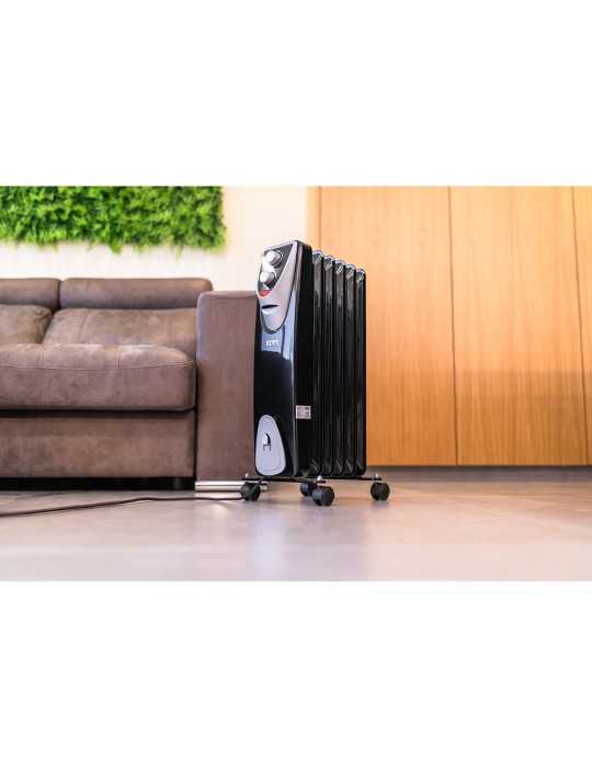 Radiador sin Aceite 400 / 600 / 1000 W con 6 Elementos, Modelo Black Edition, 37 x 24 x 64 cm EDM
