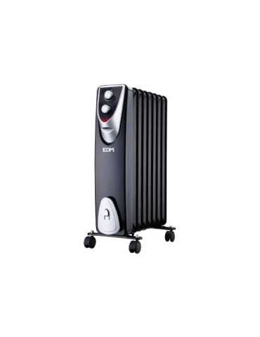 Radiador sin Aceite 500 / 1000 / 1500 W con 8 Elementos, Modelo Black Edition, 46 x 24 x 64 cm EDM