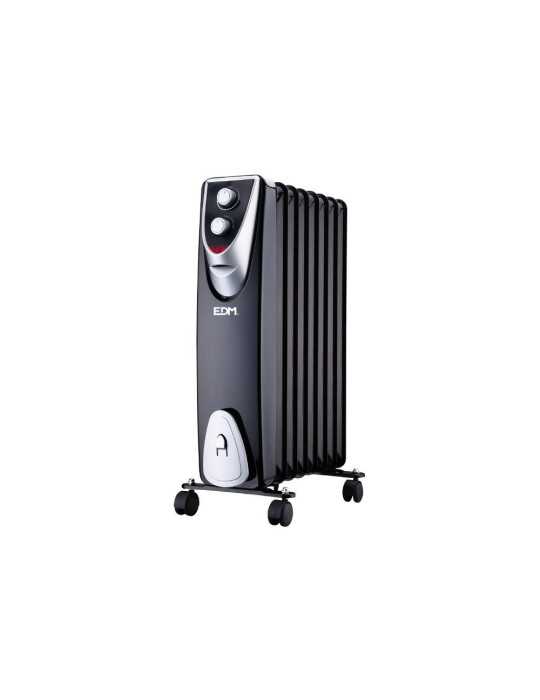 Radiador sin Aceite 500 / 1000 / 1500 W con 8 Elementos, Modelo Black Edition, 46 x 24 x 64 cm EDM