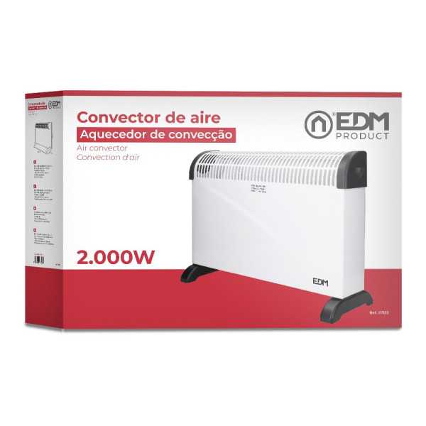 Convector de Aire Modelo Básico 2000 W, 62,5 x 14 x 49 cm EDM
