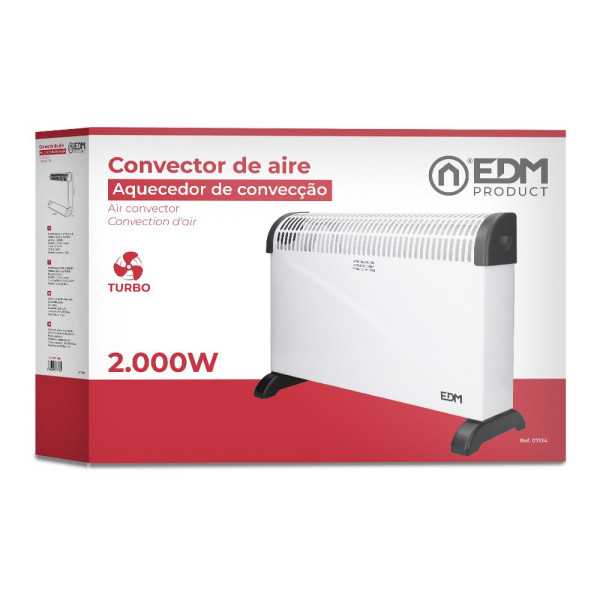 Convector de Aire Modelo Turbo 2000 W, 62,5 x 14 x 49 cm EDM