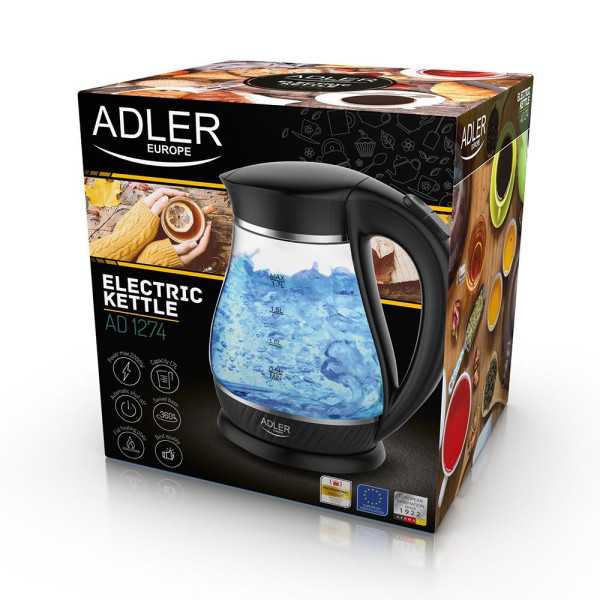 Hervidor de Agua de Cristal Ad 1274, 2200W, 1,7 l ADLER
