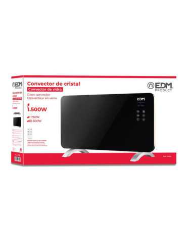 Convector con Placa de Cristal 1500 W, 76 x 24 x 43 cm EDM 2