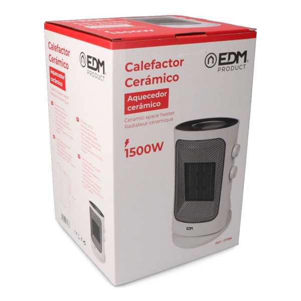 Calefactor Vertical 1000 - 1500 W Blanco, Oscilante, 19 x 14 x 25,5 cm EDM
