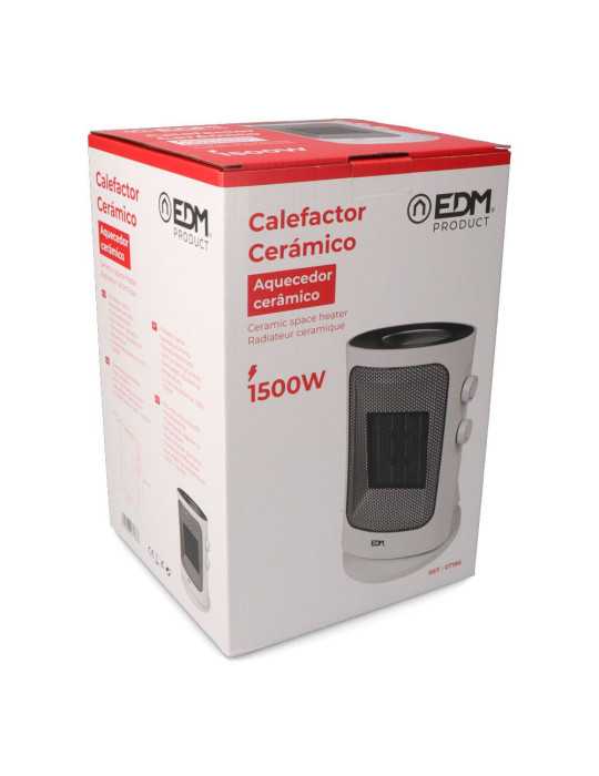 Calefactor Vertical 1000 - 1500 W Blanco, Oscilante, 19 x 14 x 25,5 cm EDM