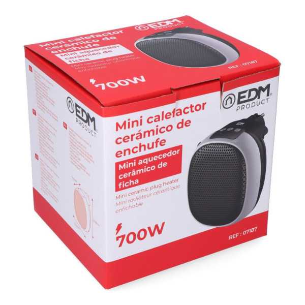 Mini Calefactor Cerámico de Enchufe 700 W, 12,4 x 13,5 x 10,8 cm EDM