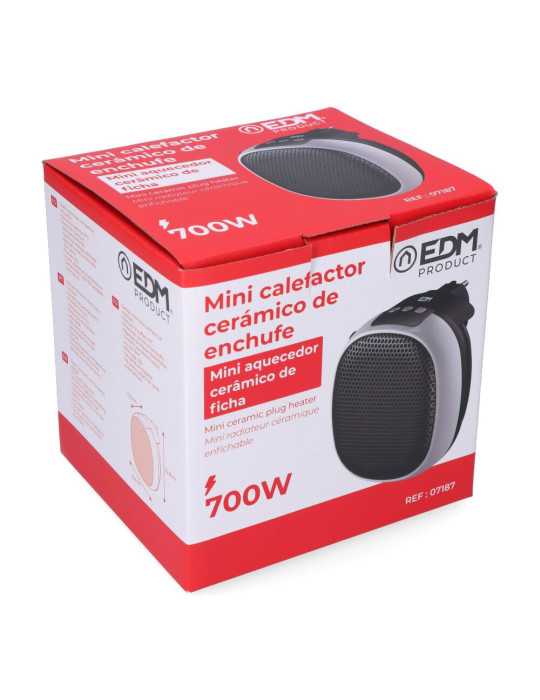 Mini Calefactor Cerámico de Enchufe 700 W, 12,4 x 13,5 x 10,8 cm EDM