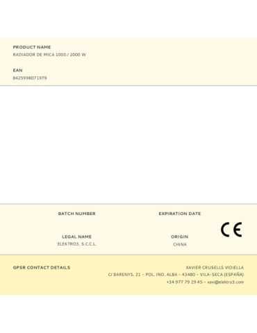 Radiador de Mica 1000 / 2000 W, 56 x 26,5 x 61,5 cm EDM 2