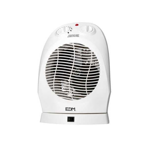 Calefactor Compacto Oscilante 1000 - 2000 W Blanco, 22 x 18,5 x 30,5 cm EDM