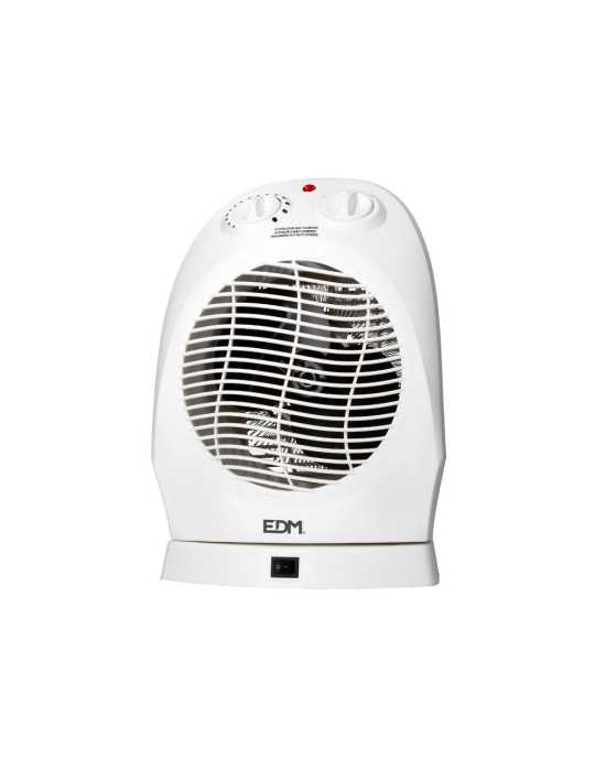 Calefactor Compacto Oscilante 1000 - 2000 W Blanco, 22 x 18,5 x 30,5 cm EDM