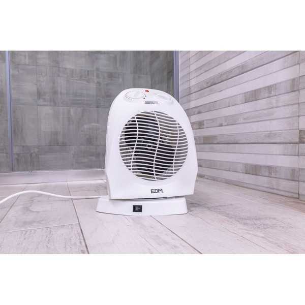 Calefactor Compacto Oscilante 1000 - 2000 W Blanco, 22 x 18,5 x 30,5 cm EDM