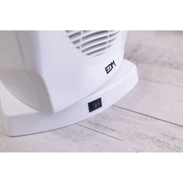 Calefactor Compacto Oscilante 1000 - 2000 W Blanco, 22 x 18,5 x 30,5 cm EDM