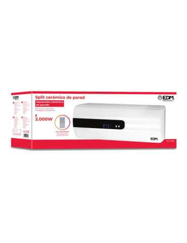 Calefactor Split Cerámico 1000 - 2000 W, con Mando Distancia, 57 x 14 x 22 cm EDM 2