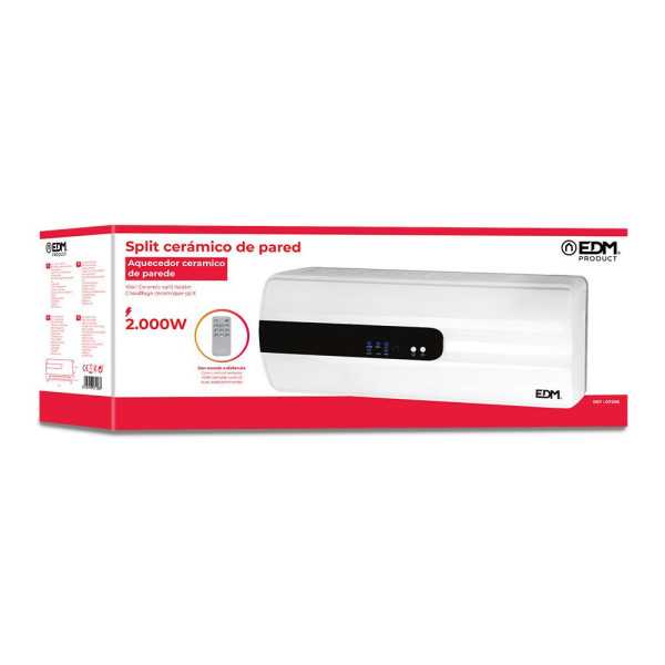 Calefactor Split Cerámico 1000 - 2000 W, con Mando Distancia, 57 x 14 x 22 cm EDM