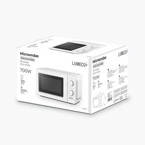 Microondas 700 W Blanco 20 l 5 Funciones ( 4 Niveles + Descongelación) LUMECO