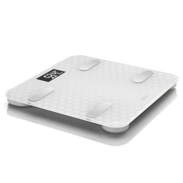 Bascula de Baño Smart Bluetooth con Cálculo de la Composición Corporal, Color Blanco, Máximo 180 kg LAICA