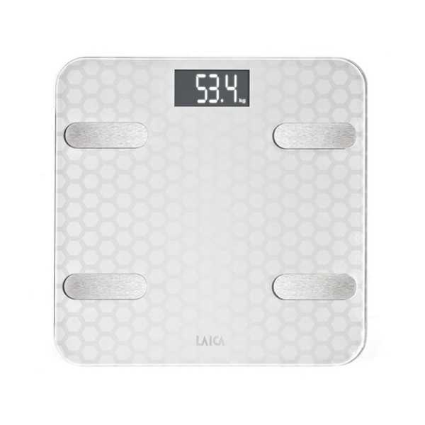 Bascula de Baño Smart Bluetooth con Cálculo de la Composición Corporal, Color Blanco, Máximo 180 kg LAICA