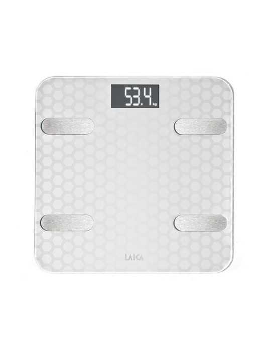 Bascula de Baño Smart Bluetooth con Cálculo de la Composición Corporal, Color Blanco, Máximo 180 kg LAICA
