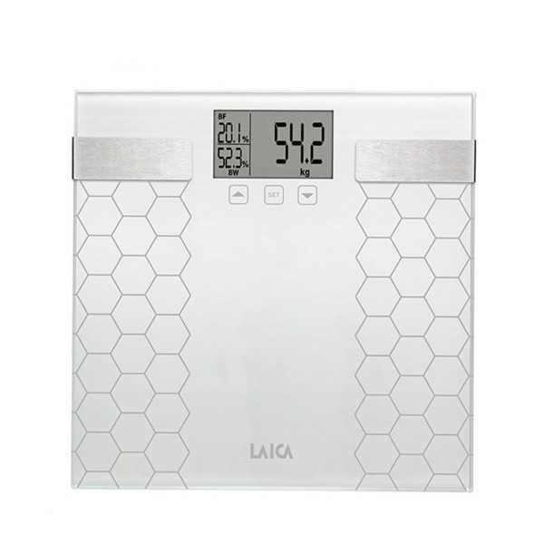 Bascula de Baño Digital con Calculo de la Composición Corporal Color Blanco, Máximo 180 kg LAICA