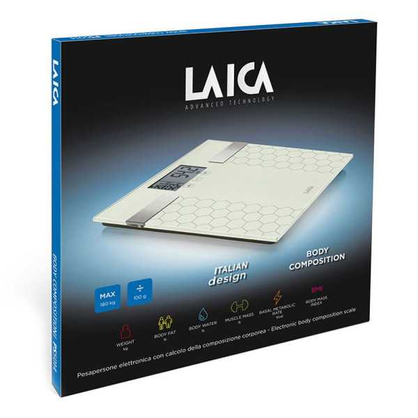 Bascula de Baño Digital con Calculo de la Composición Corporal Color Blanco, Máximo 180 kg LAICA