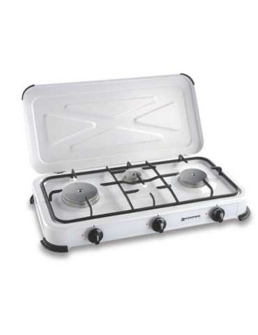 Cocina de Gas Butano/Propano Esmaltada 3 Quemadores, Blanca, 600 x 340 x 100 mm KEMPER