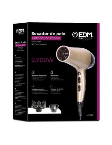Secador de Pelo con Difusor 1800 - 2200 W EDM 2