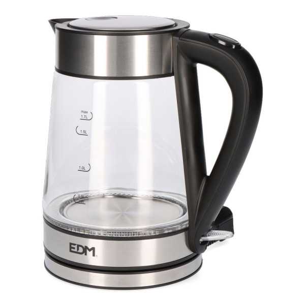 Hervidor de Agua de Cristal + Acero Inoxidable 1850 - 2200 W 1,7 l EDM