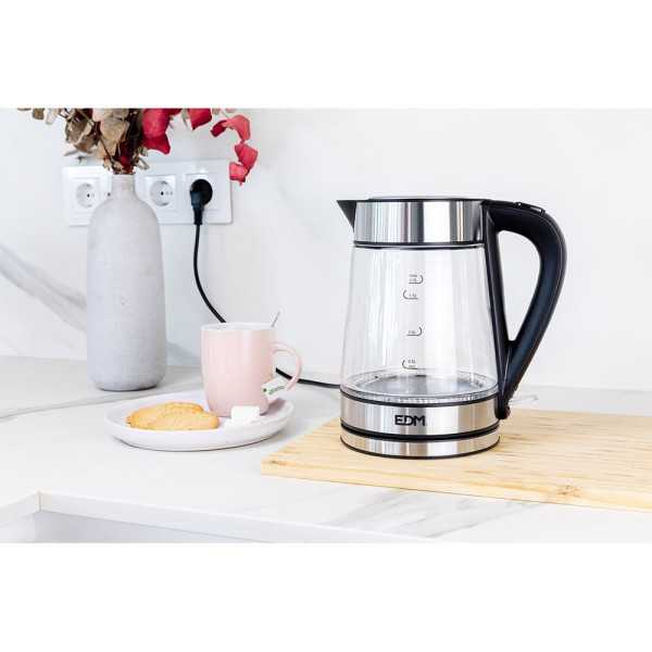 Hervidor de Agua de Cristal + Acero Inoxidable 1850 - 2200 W 1,7 l EDM