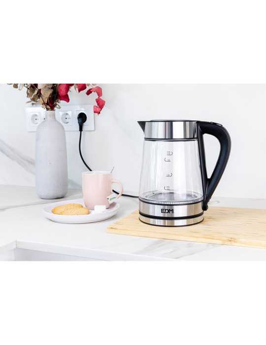 Hervidor de Agua de Cristal + Acero Inoxidable 1850 - 2200 W 1,7 l EDM