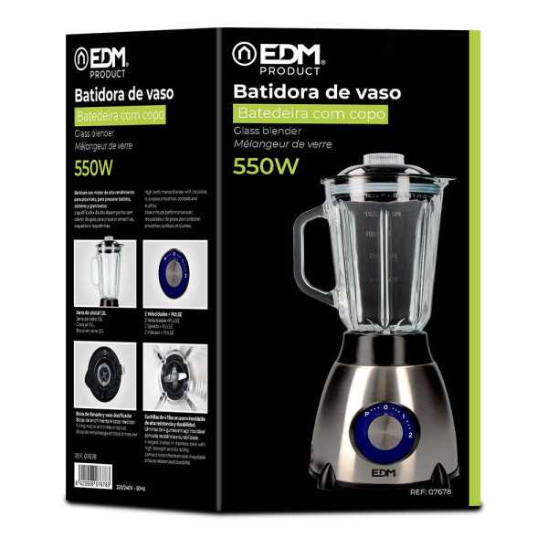 Batidora de Vaso Mezclador de Cristal 550 W 1,5 l EDM