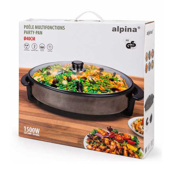 Cazuela Eléctrica Multiusos, 1500 W, Ø40 cm, 460 x 418 x 100 mm ALPINA