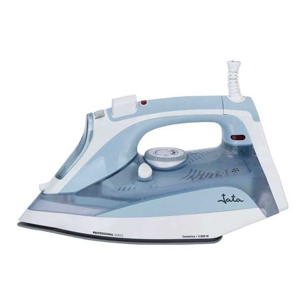 Plancha de Vapor Cerámica, Azul y Blanca, 3000 W JATA HOGAR