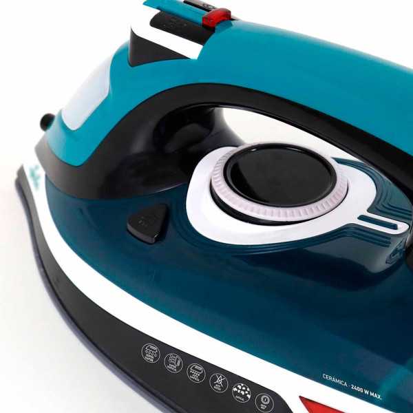 Plancha de Vapor Cerámica, Azul y Blanca, 2400 W JATA HOGAR