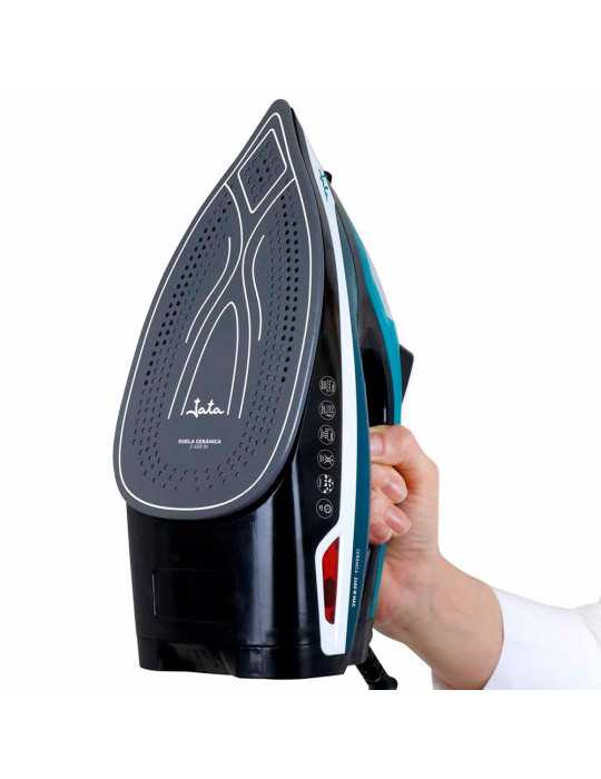 Plancha de Vapor Cerámica, Azul y Blanca, 2400 W JATA HOGAR