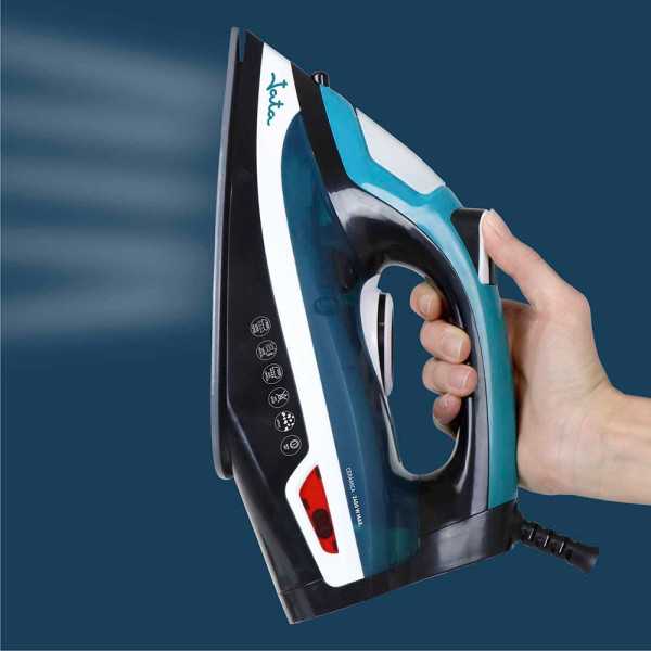 Plancha de Vapor Cerámica, Azul y Blanca, 2400 W JATA HOGAR