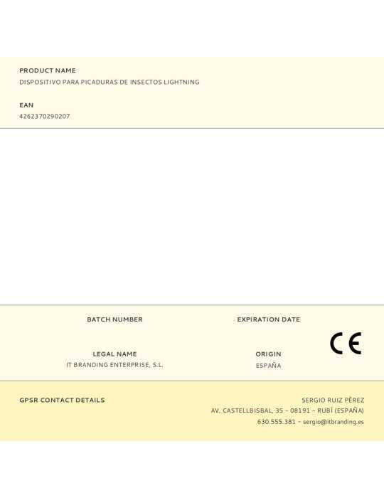 Dispositivo para Picaduras de Insectos Lightning BASICS