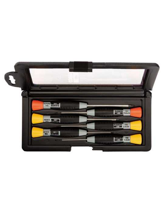 Destornilladores de Precisión Ranurados/Phillips, 1,5-3 mm / PH0-PH1, 6 Piezas BAHCO