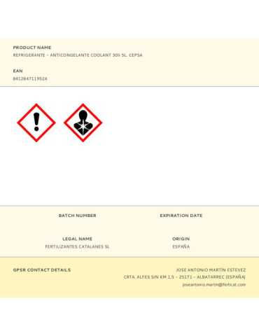 Refrigerante - Anticongelante Coolant 30% 5 L CEPSA 2