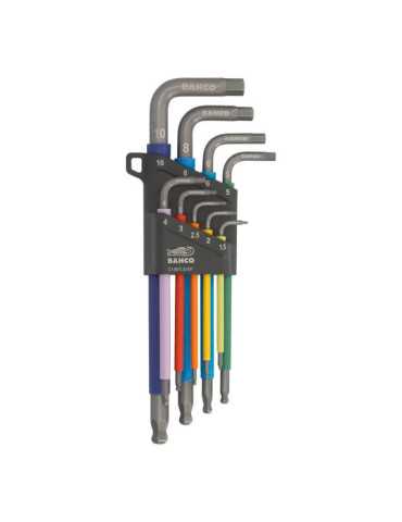 Llaves Allen Hexagonales con Bola 1.5 mm -10 mm, de Colores, Juego de 9 Piezas BAHCO
