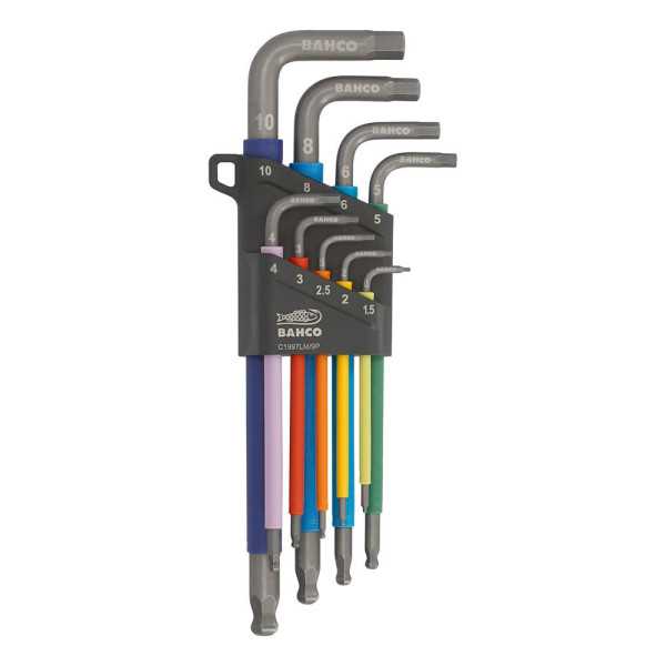 Llaves Allen Hexagonales con Bola 1.5 mm -10 mm, de Colores, Juego de 9 Piezas BAHCO