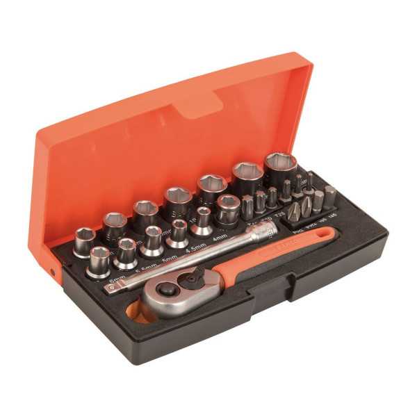 Llave de Vaso ¼ pulg, Maletín 25 Piezas BAHCO