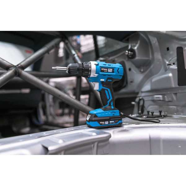 Kit Taladro Atornillador 20 V con 40 Accesorios, Batería 2.0Ah y Cargador KOMA TOOLS