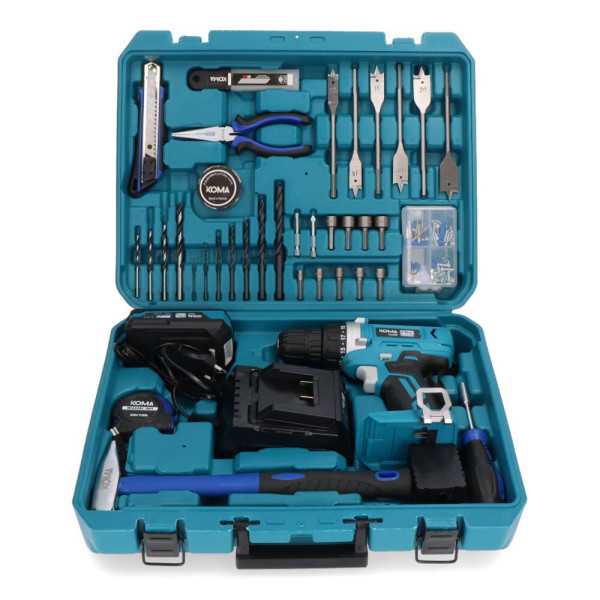 Kit Taladro Atornillador 20 V con 70 Accesorios, Batería 2.0Ah y Cargador KOMA TOOLS