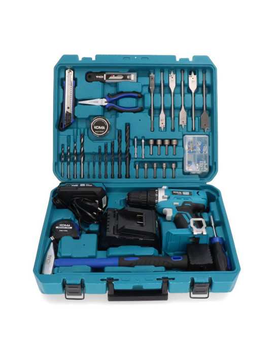 Kit Taladro Atornillador 20 V con 70 Accesorios, Batería 2.0Ah y Cargador KOMA TOOLS